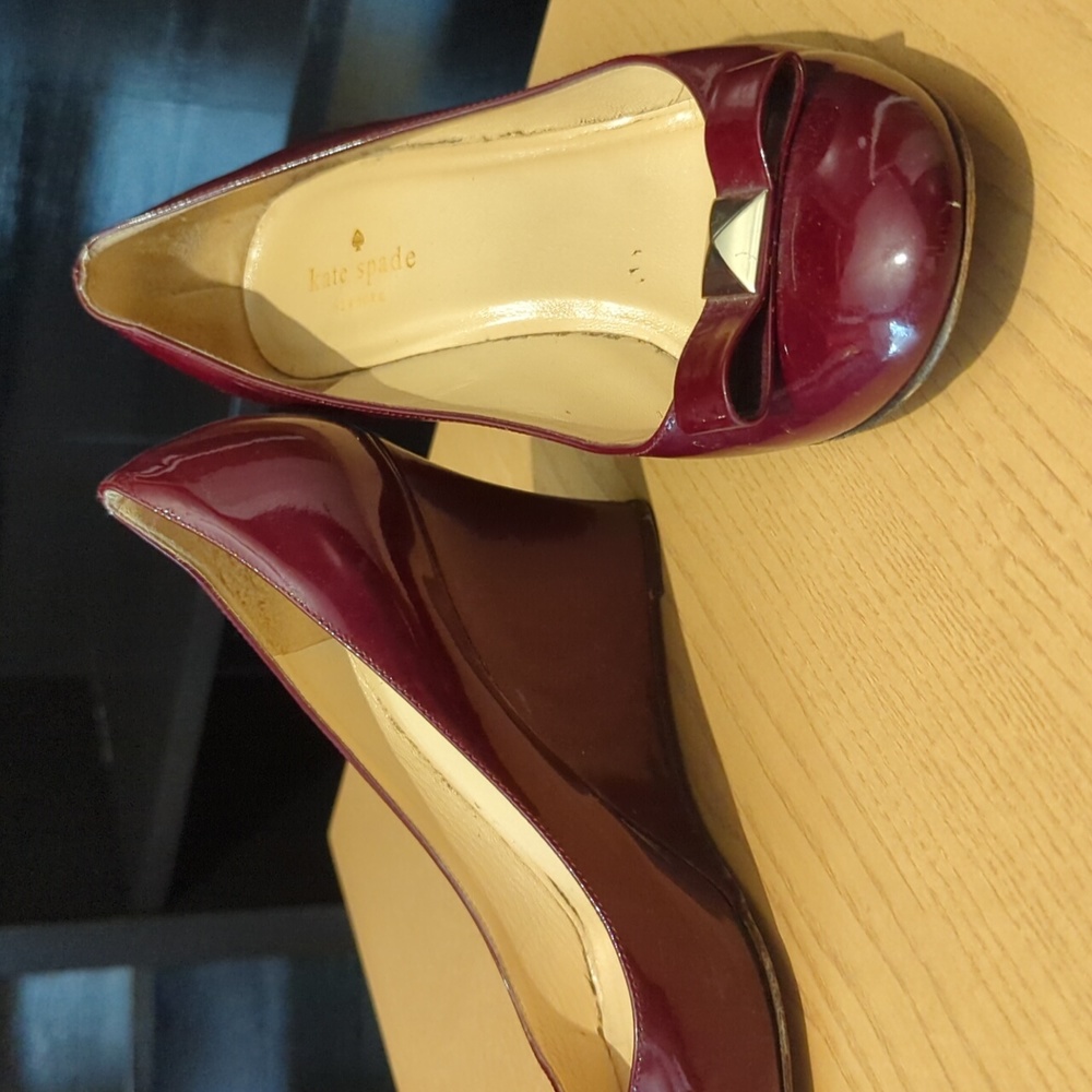 Kate Spade Maroon Wedge Heels with bows